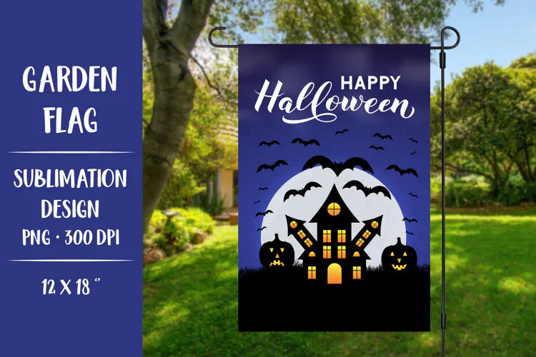 Halloween Haunted House garden flag sublimation design HGF03