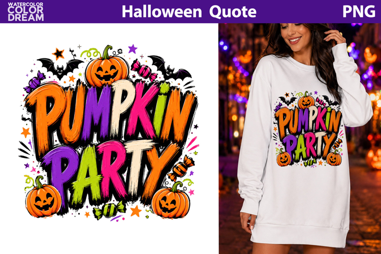Pumpkin Party Quote | Colorful Halloween Sublimation