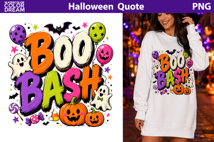 Boo Bash Halloween Quote | Cute Ghost Sublimation