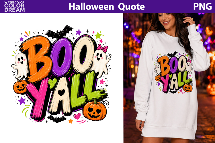 Boo Yall Halloween Quote | Cute Ghost Sublimation