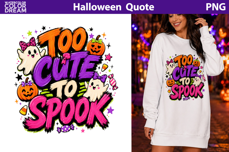 Too Cute To Spook Quote | Halloween Sublimation