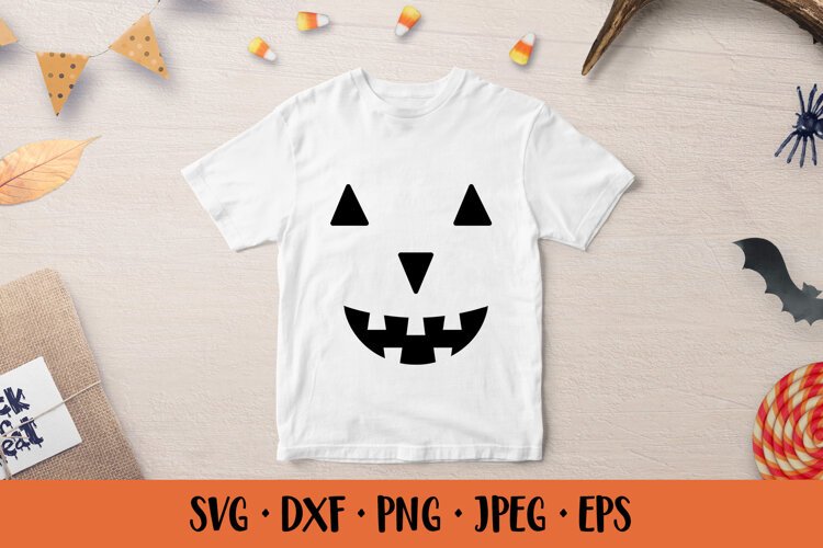 Halloween Pumpkin Face SVG. Smiling Jack o Lantern 002 example image 1