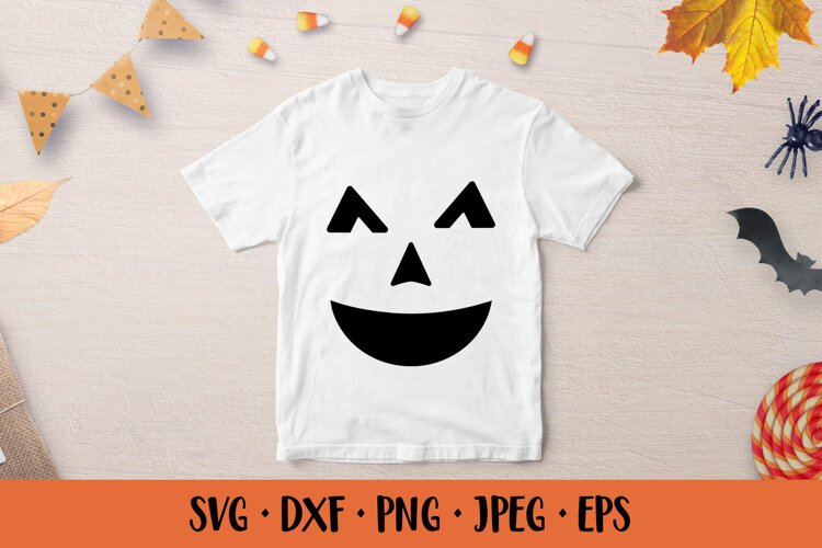 Halloween Pumpkin Face SVG. Smiling Jack o Lantern 010 example image 1