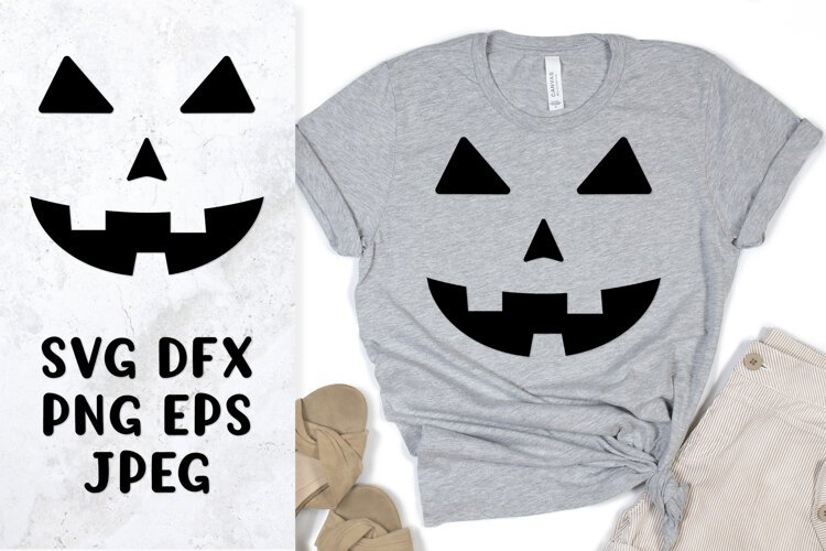 Halloween Pumpkin Face SVG. Smiling Jack o Lantern 015 example image 1