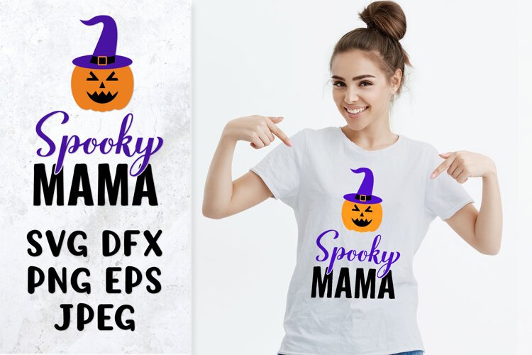 Spooky mama SVG. Funny Halloween quote. Shirt design example image 1