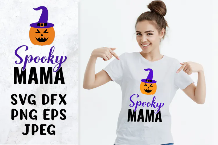 Spooky mama SVG. Funny Halloween quote. Shirt design