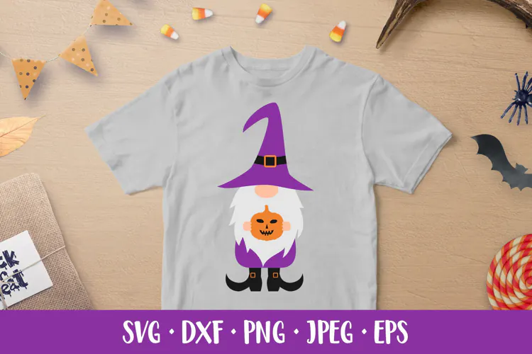 Halloween gnome SVG. Halloween character holding pumpkin 08