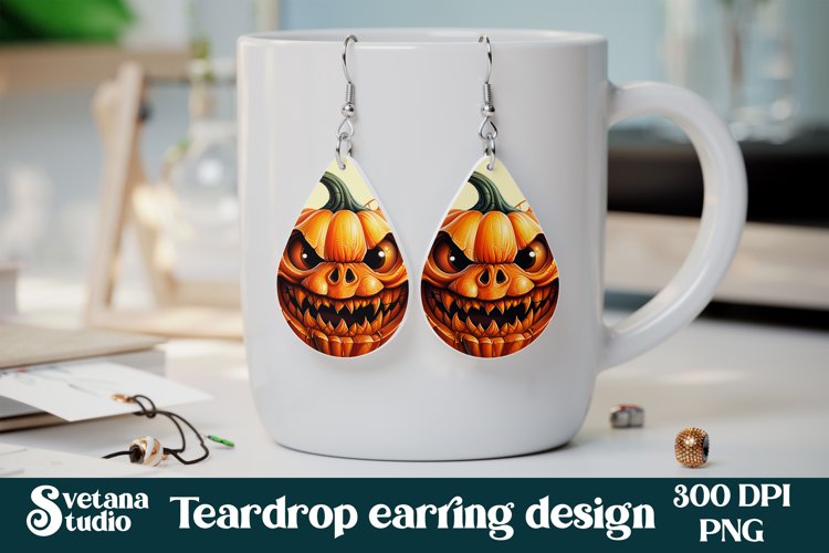 Halloween pumpkin teardrop earring