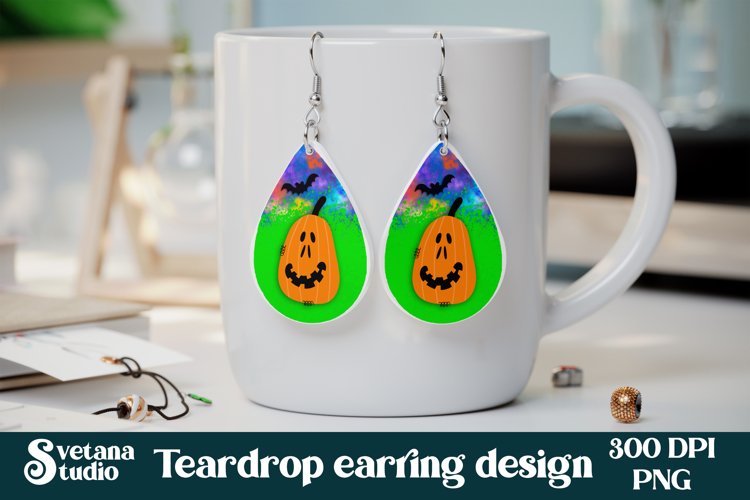 Halloween pumpkin teardrop earring