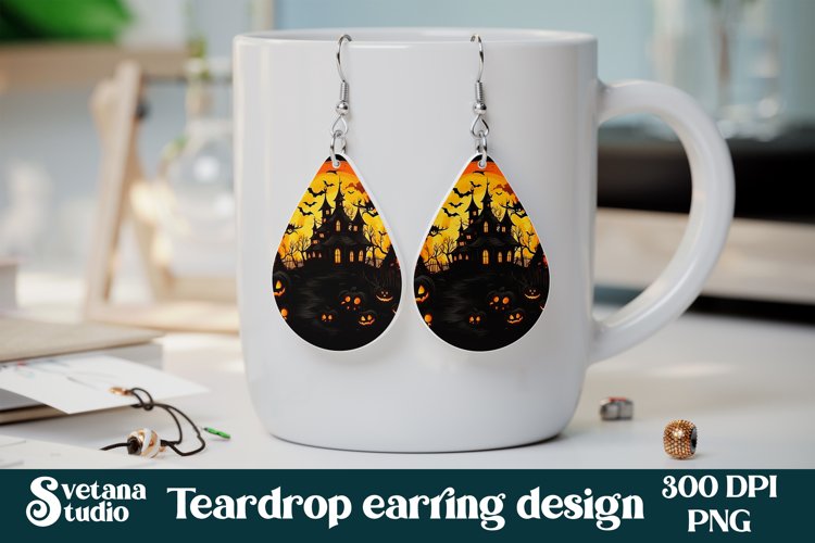 Halloween teardrop earring PNG design | Halloween earring
