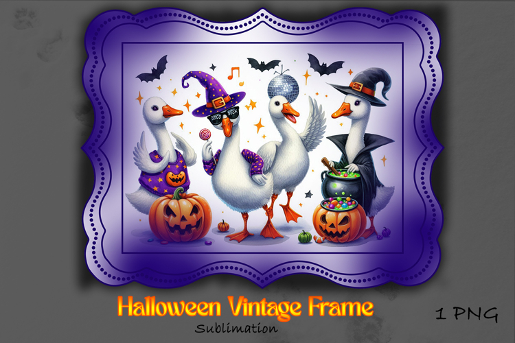 Halloween Vintage Frame Boo Ghost Goose