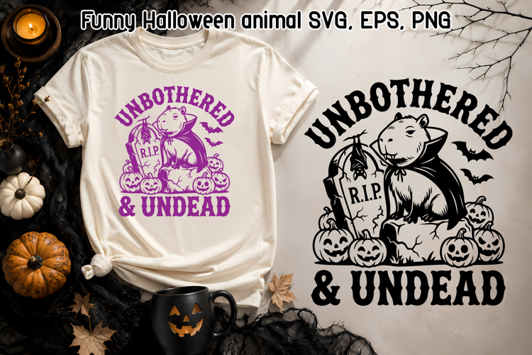 Funny Halloween Capybara SVG | Unbothered & Undead Design