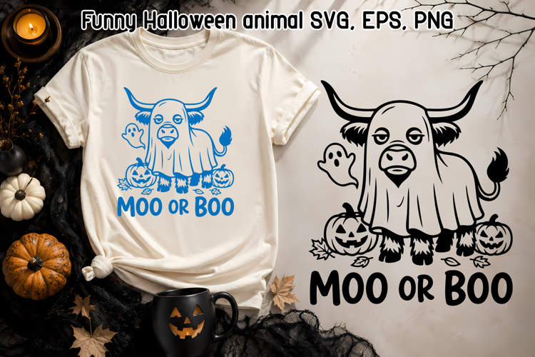 Moo or Boo Cow SVG Funny Halloween Animal Design