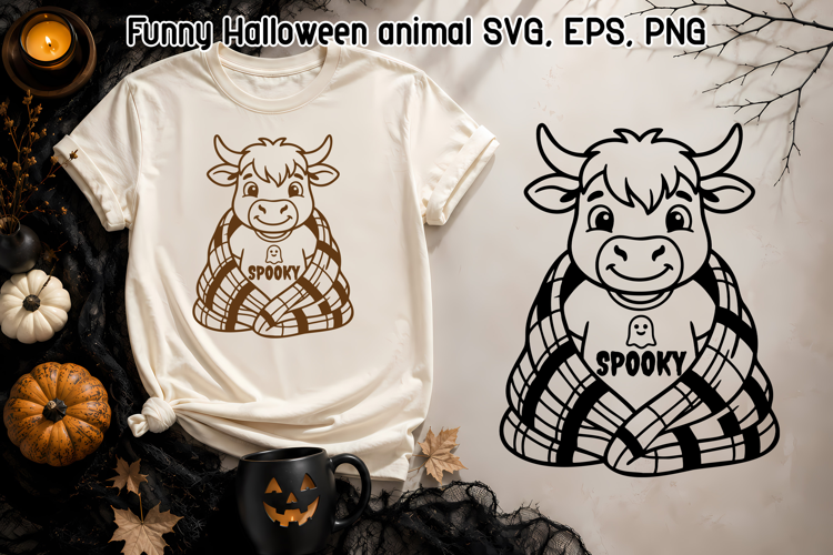 Cute Halloween Highland Cow SVG | Spooky Cow Design