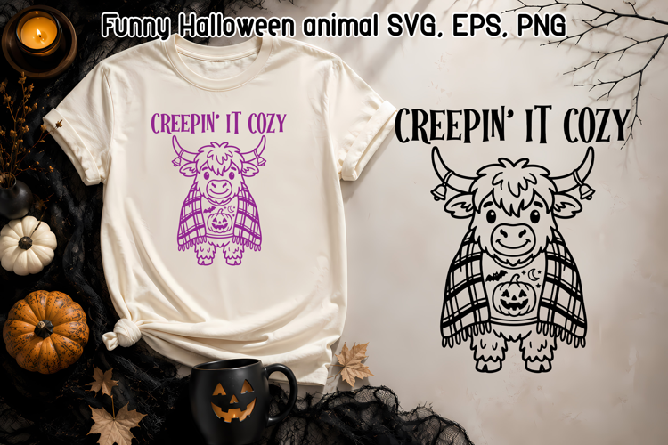 Creepin’ It Cozy Cow SVG | Cute Halloween Animal Design