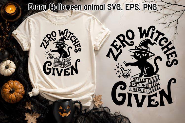 Funny Halloween Cat SVG | Zero Witches Given Design