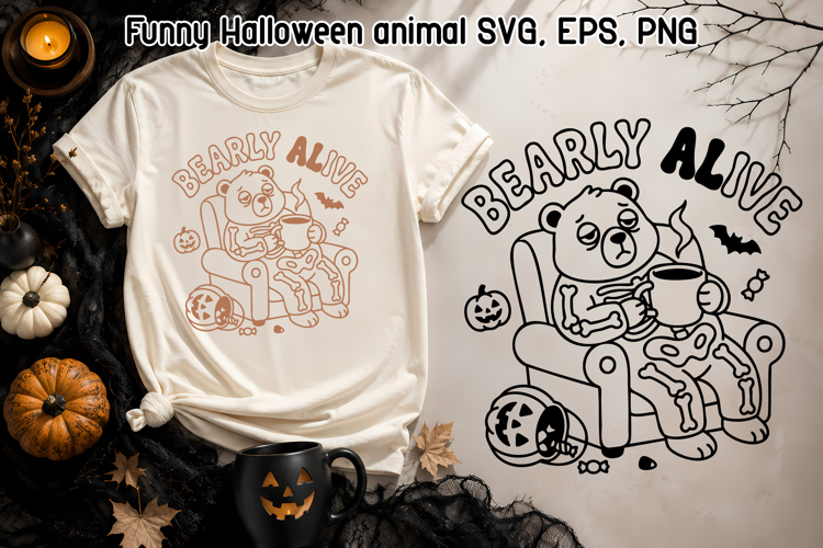 Funny Halloween Bear SVG | Bearly Alive Design