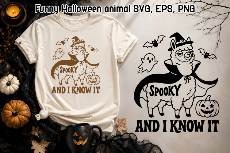 Funny Halloween Llama SVG | Spooky and I Know It Design