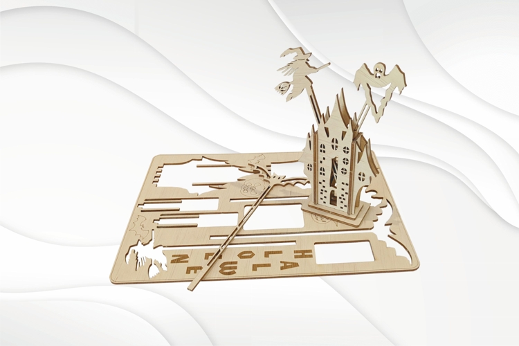 Halloween Gift card design, laser cut svg dxf model.
