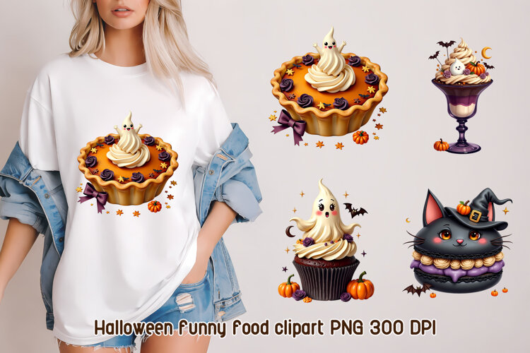 Cute Ghost Dessert Halloween Clipart PNG example image 1