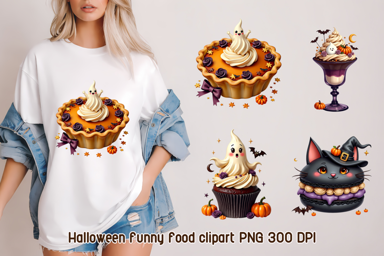 Cute Ghost Dessert Halloween Clipart PNG