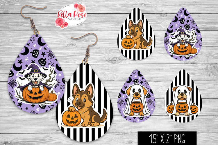 Halloween Dogs | Spooky Season | 4 Sets of Teardrop Earrings