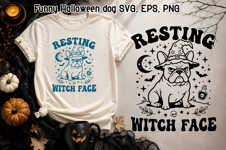 Funny Halloween Bulldog SVG | Resting Witch Face