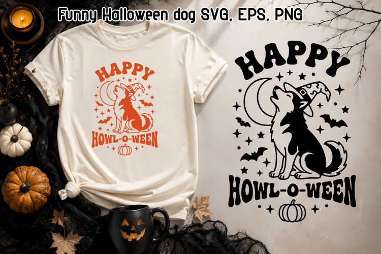 Funny Halloween Husky SVG | Happy Howl-O-Ween Dog Clipart