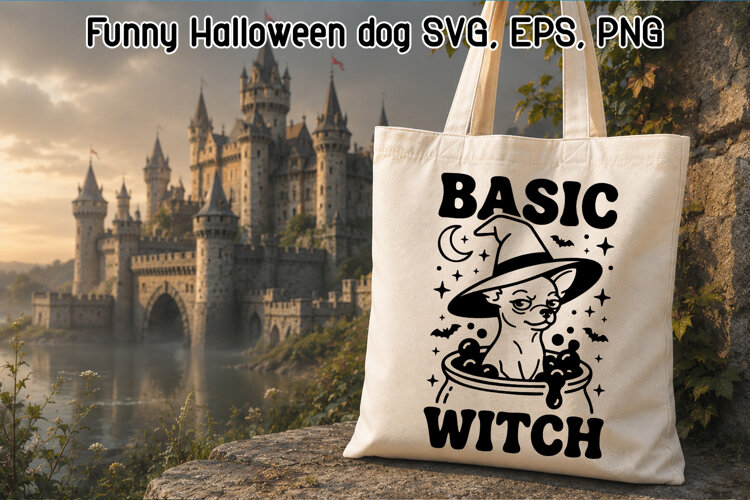 Basic Witch Chihuahua SVG | Halloween Dog Clipart example image 1