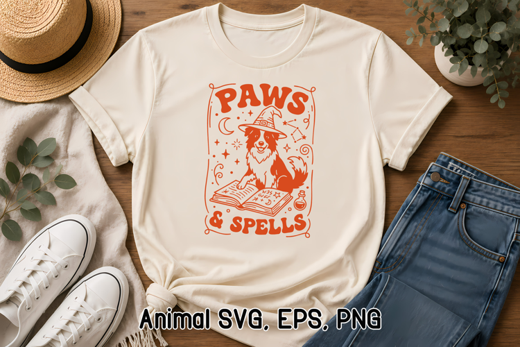 Paws and Spells Dog SVG | Halloween Dog Clipart