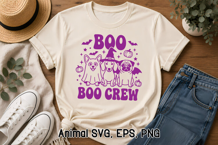 Boo Crew Dogs SVG | Funny Halloween Dog Clipart example image 1
