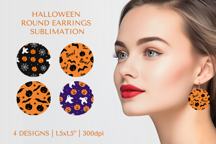Halloween earring sublimation. Halloween round earrings 010