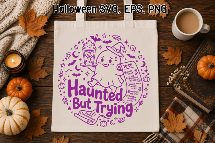 Haunted But Trying Ghost SVG Design | Halloween SVG