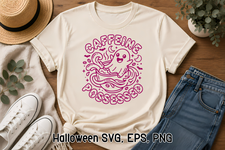Caffeinated & Possessed Ghost SVG | Halloween SVG