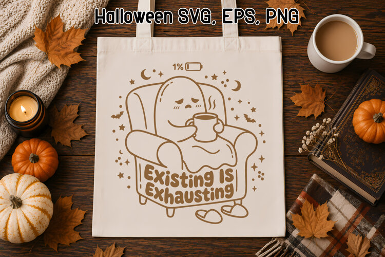 Existing Is Exhausting Ghost SVG | Halloween SVG example image 1