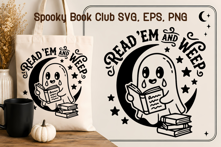 Read Em and Weep Ghost Reading Halloween SVG