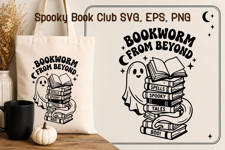 Bookworm From Beyond Ghost Books Halloween SVG