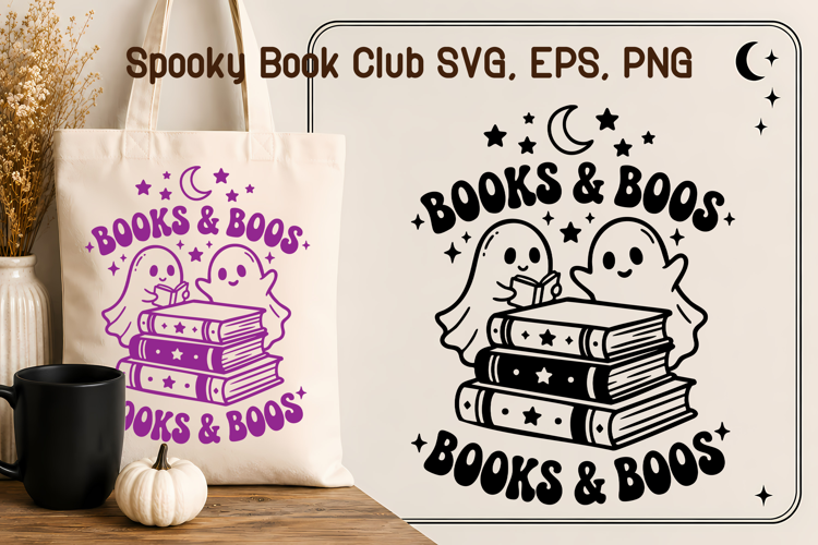 Books and Boos Ghost Book Lover Halloween SVG