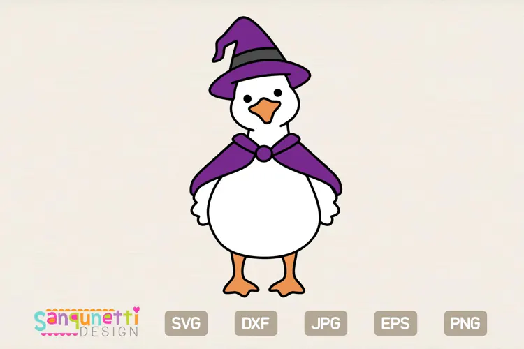 Witch Goose SVG | Cute Halloween Goose Witch Clipart