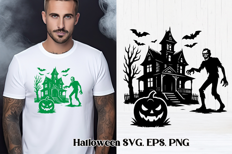 Halloween haunted house SVG design | Halloween zombie SVG