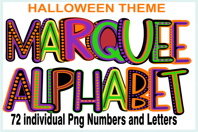Halloween Marquee Letters Alphabet png | colorful Bright