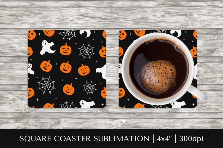Halloween square coaster sublimation. Halloween coaster 08
