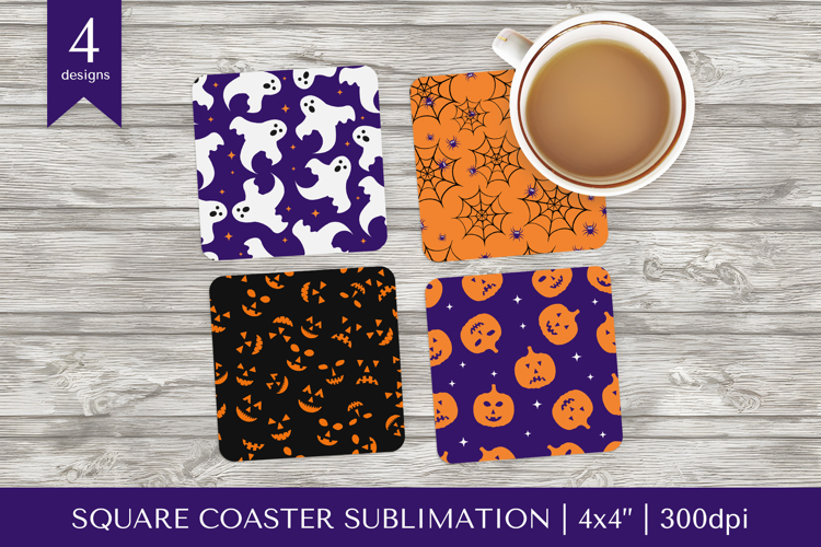 Halloween square coaster sublimation. Halloween coaster 09