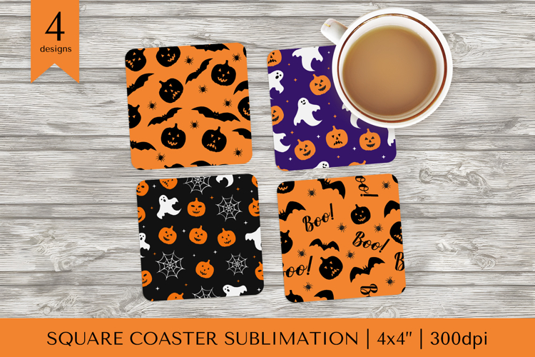 Halloween square coaster sublimation. Halloween coaster 10