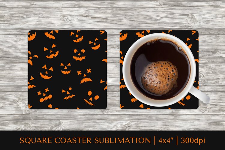 Halloween square coaster sublimation. Halloween coaster 11 example image 1