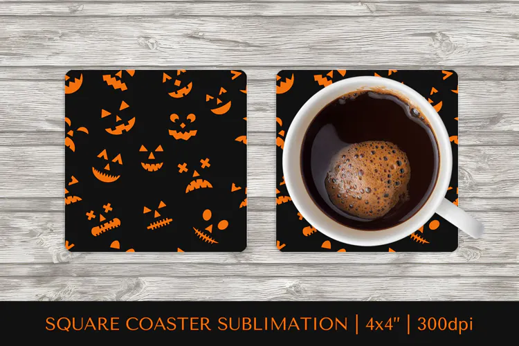 Halloween square coaster sublimation. Halloween coaster 11