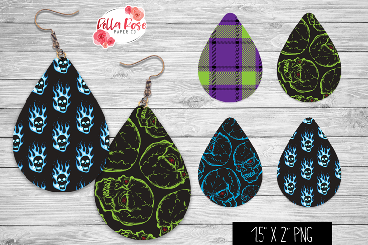 Halloween Skulls | Spooky | 4 Sets of Teardrop Earrings