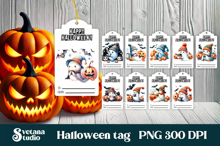 Halloween tags printable | Halloween ghost gift tag