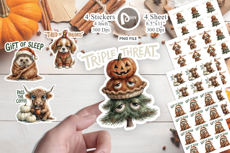 Hallowthanksmas Exhausted Sticker