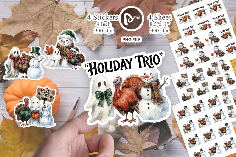 Hallowthanksmas Trio Hybrid Sticker